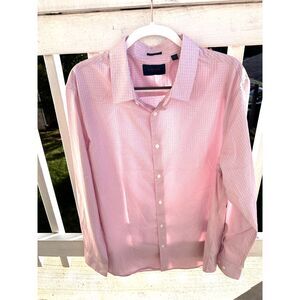 Fairlane Stretch Plaid Pink/Blue/White Dress Shirt XL Slim Fit